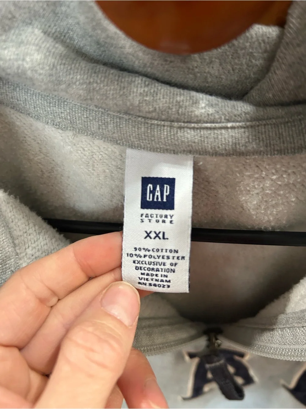 GAP Quarter-Zip Sweatshirt in Light Gray with navy GAP